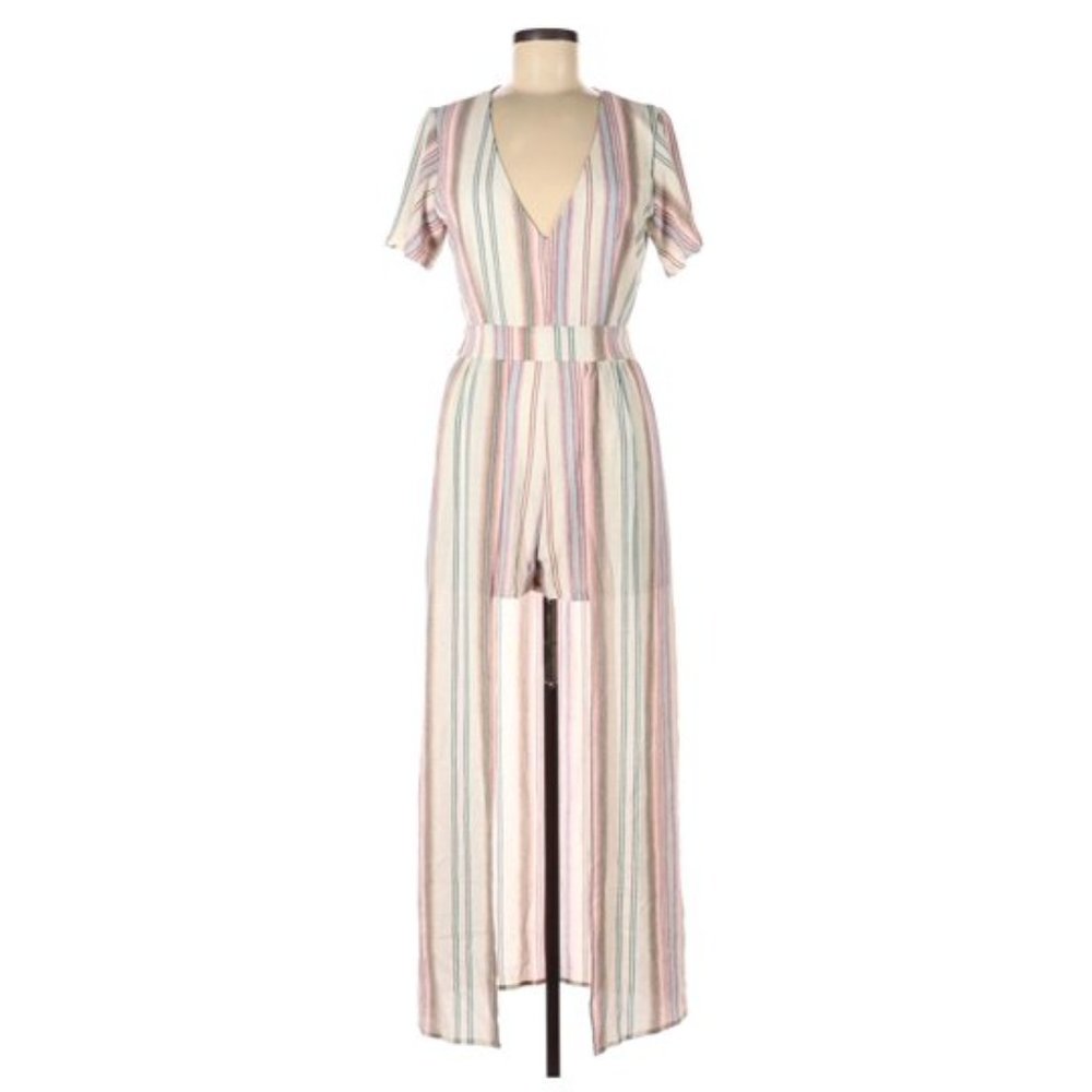 Crystal Sky striped hi-lo short jumpsuit romper / dress
